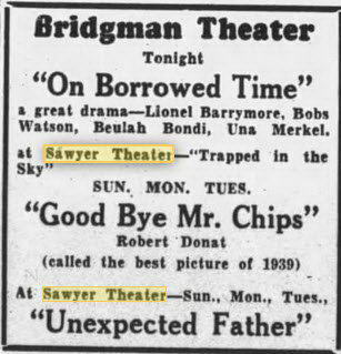 Flynn Theatre - 12 Aug 1939 Bridgman Mgmt Takes Over Drops Flynn Name